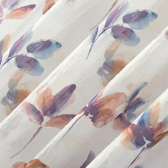 Sheer Ellie Watercolor Floral Print Rod Pocket Single Curtain Panel 84-inch NEW - Picture 4 of 6